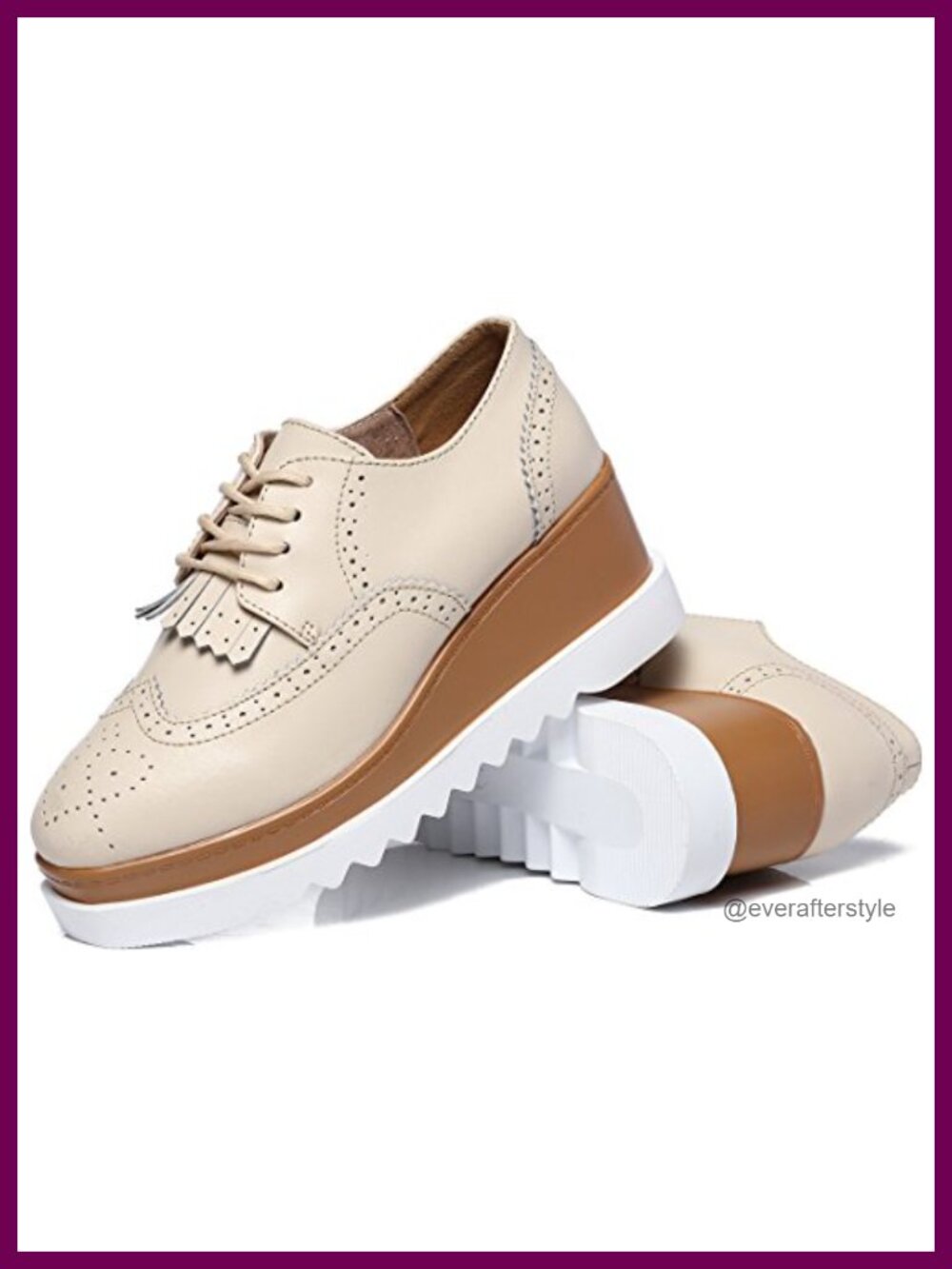 Tassel Square-Toe Lace-Up Platform Wedge Oxford Shoes Women